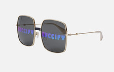 Gucci Women's GG0414S GG/0414/S 002 Gold Fashion Square Sunglasses 60mm OBI