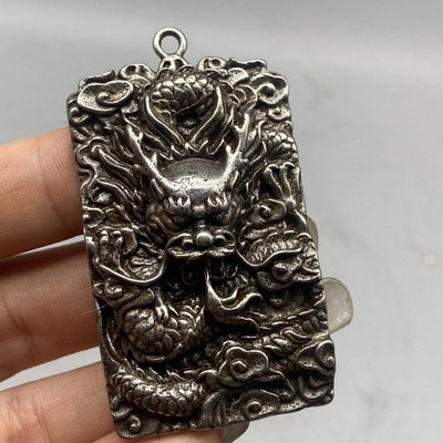 Old Chinese Tibetan Buddhism relief auspicious clouds dragon pattern Pendant