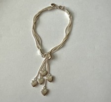 Silver 925 Five Strand Sliding Heart Bracelet Up To 8  