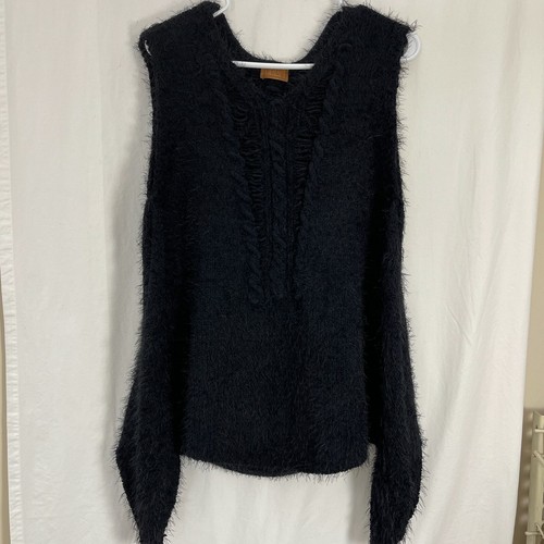 Pol Black Sweater Cover Up Long Sides 