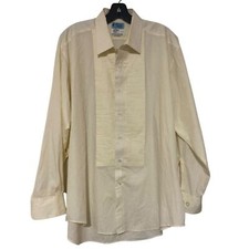 VTG After Six American Commodore White Cream Tuxedo Shirt Pleats Retro - Size XL