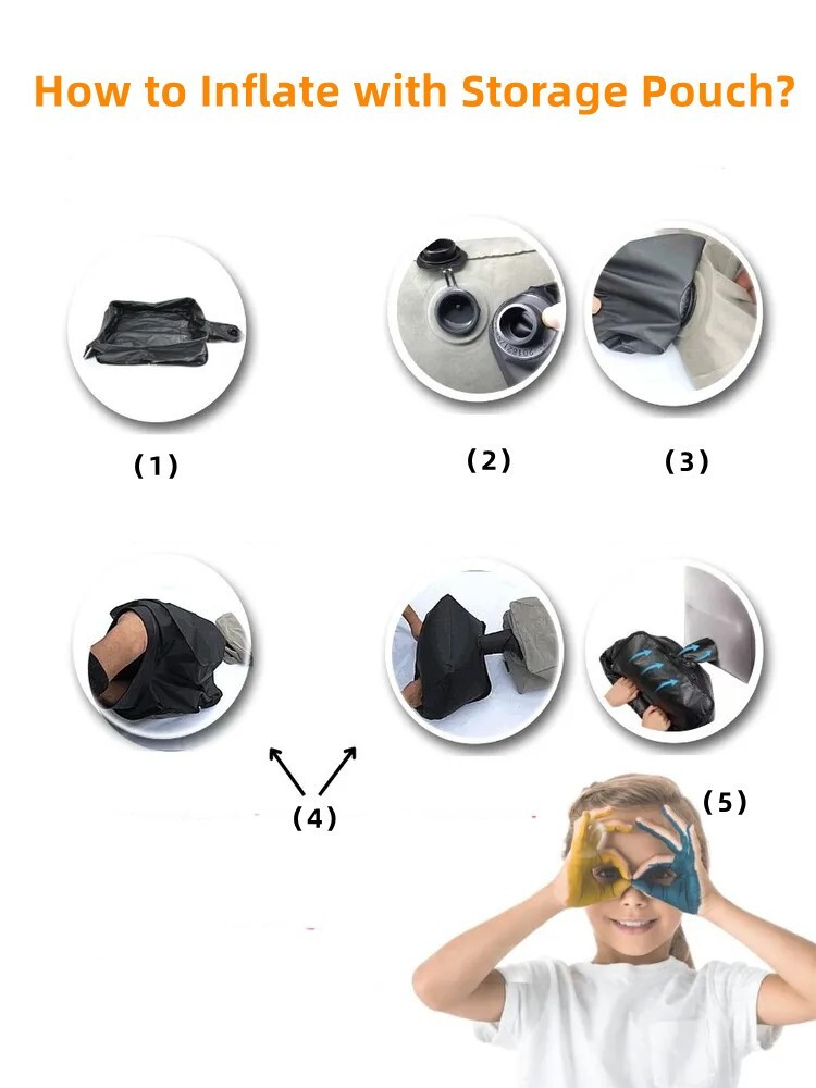 Inflatable Foot Rest Pillow Adjustable Height Cushions for Travel, Kids/Adults