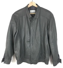 PAOLO MORETTI Leather Jacket For Men, Colour: Ash/ Light Grey, Size- M, Like NEW