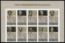 US #5834a-43a 5843c Underground Railroad Imperf Top Block 10 w/o die cuts NDC