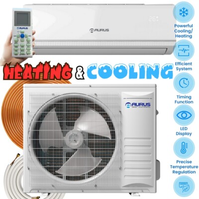 Aurus Ductless 1.5 Ton 18,000 BTU Mini Split 220v Heat Pump Air Conditioner  DIY | eBay