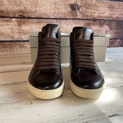 Tom Ford Russell Men\'s Size 11.5 Brown Leather High Top Casual Sneakers Lace Up Tom ford high top - Gem main image 4