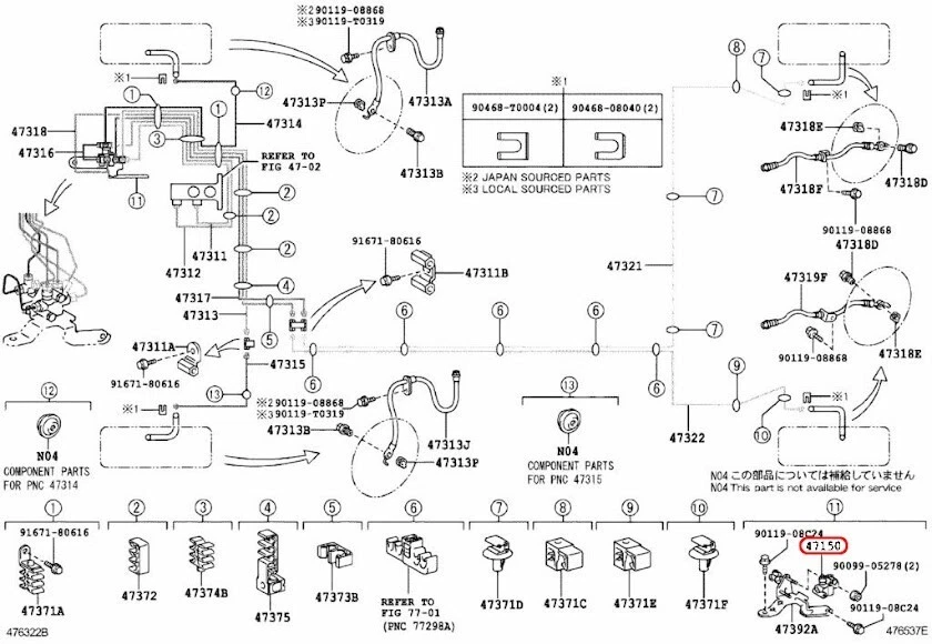 CONJUNTO DE VÁLVULAS TOYOTA, DOSIFICACIÓN 47150-12230 OEM GENUINO Foto 3 de 4