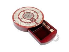 House of Cribbage - Round Shape 4 Tracks Continuous Cribbage Board Bloodwood/...