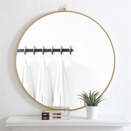 Elegant Decor Rowan 42" Round Metal Frame Hooked Mirror in Brass - Picture 5 of 11