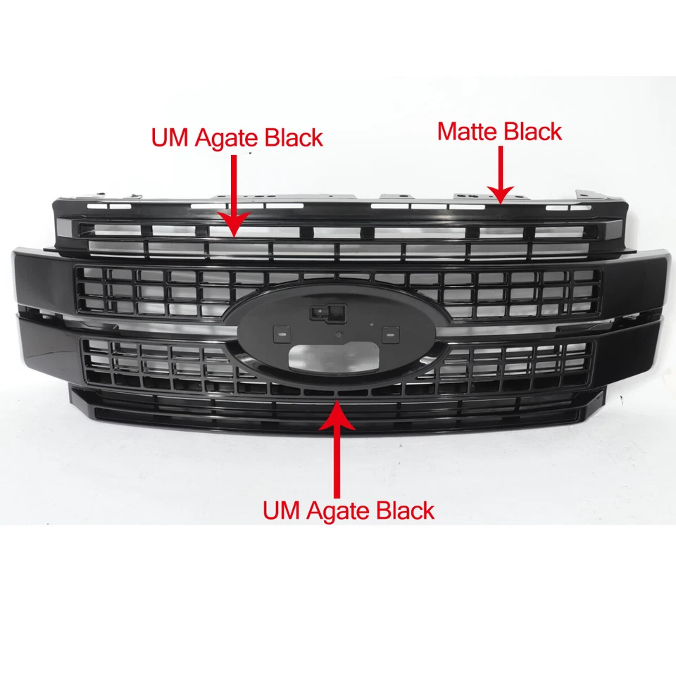 For 2017-2019 Ford F250 F350 F450 Super Duty Platinum Front Grille Agate Black - Изображение 3 из 4