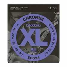 D'Addario ECG24 Chromes Flat Wound Electric Guitar String Set, Jazz Light, 11-50