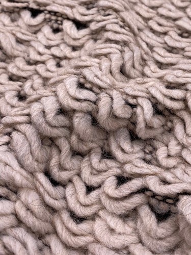 Tela de punto lana de lana grande beige made in Italy - Imagen 2 de 4