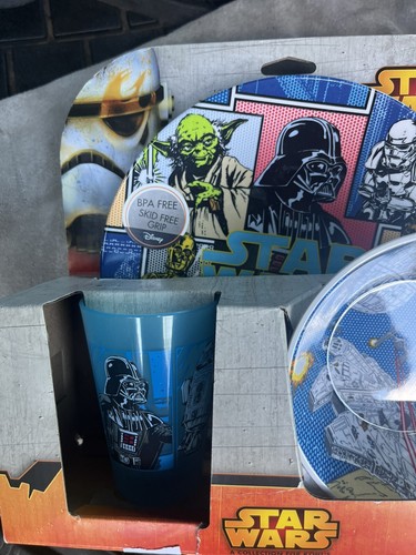 NEW Star Wars Kids 3-piece Dinnerware & Darth Vader PLATE BPA Free. - Picture 9 of 12