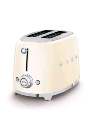 Smeg Creme Glanz Toaster 50er Retro Stil 2 Schlitze Stilvolle Küche