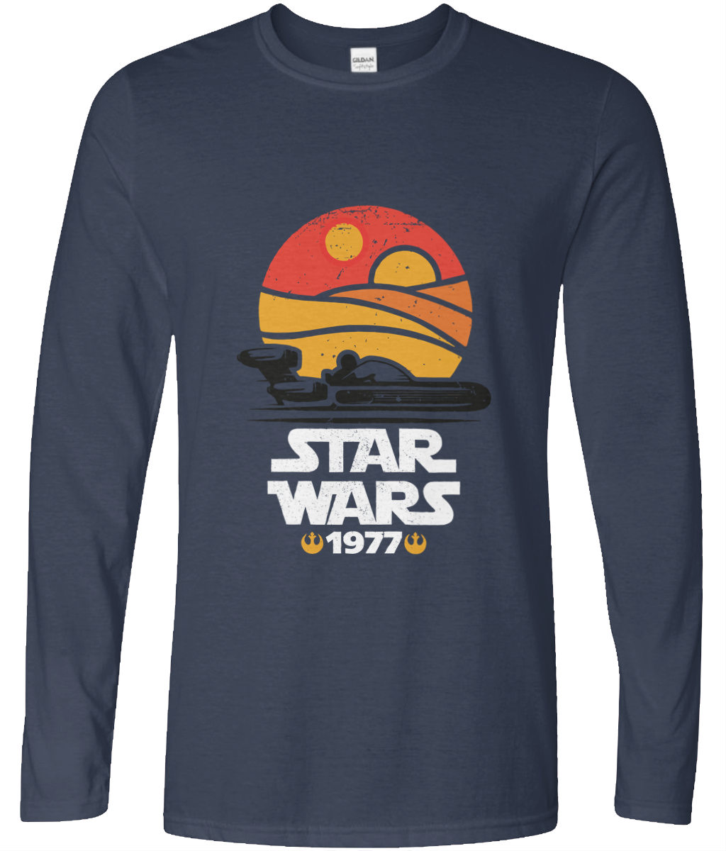 Star Wars Retro Tatooine X-34 Speeder Sunset Long T- Skywalker