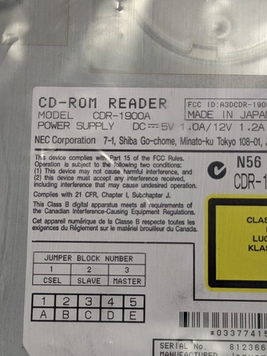 Vintage NEC CD-ROM Reader CDR-1900A New - Photo 2/3