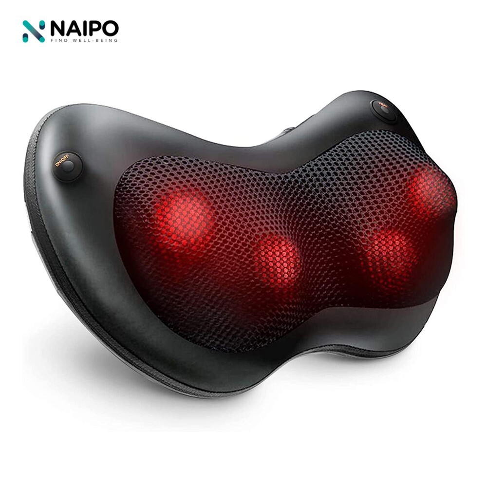 Naipo Neck and Back Massager with Heat Shiatsu Massage Pillow Pain