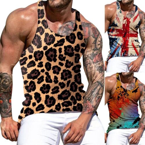 Comfy Fashion Mens Vest Tops Sports Summer Tank Vest Tee Tank Bodybuilding - Picture 1 of 8