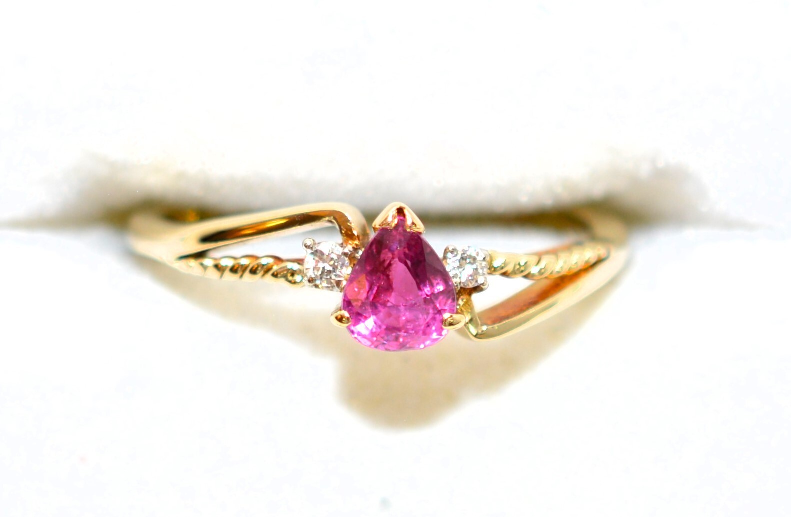 Natural Ruby & Diamond Ring 14K Solid Gold .46tcw… - image 5