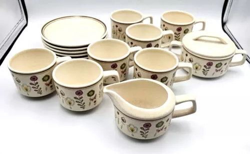 VTG Lenox Temper Ware Butterfly 70s Floral  Cups & Saucers Mugs Set Of 7