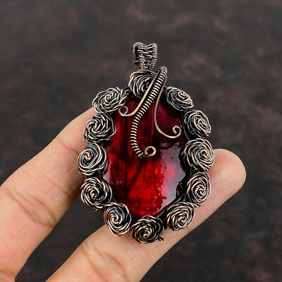 Red Fire Labradorite Copper Gift For Briedsmaid Wire Wrapped Flower 2.64''
