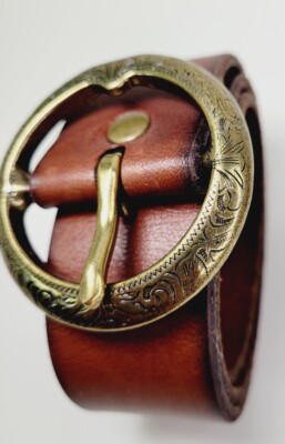 Vintage Polo Ralph Lauren Brown Leather Belt Size 24 / 60 Round