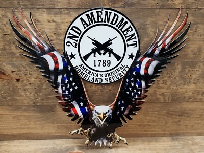 USA STEEL EAGLE and FLAG   2nd Amendment 2A  14 gauge steel 12'' x 11''