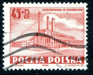 Poland Semi Postal Stamp Scott #B82 Power Plant Type 1952