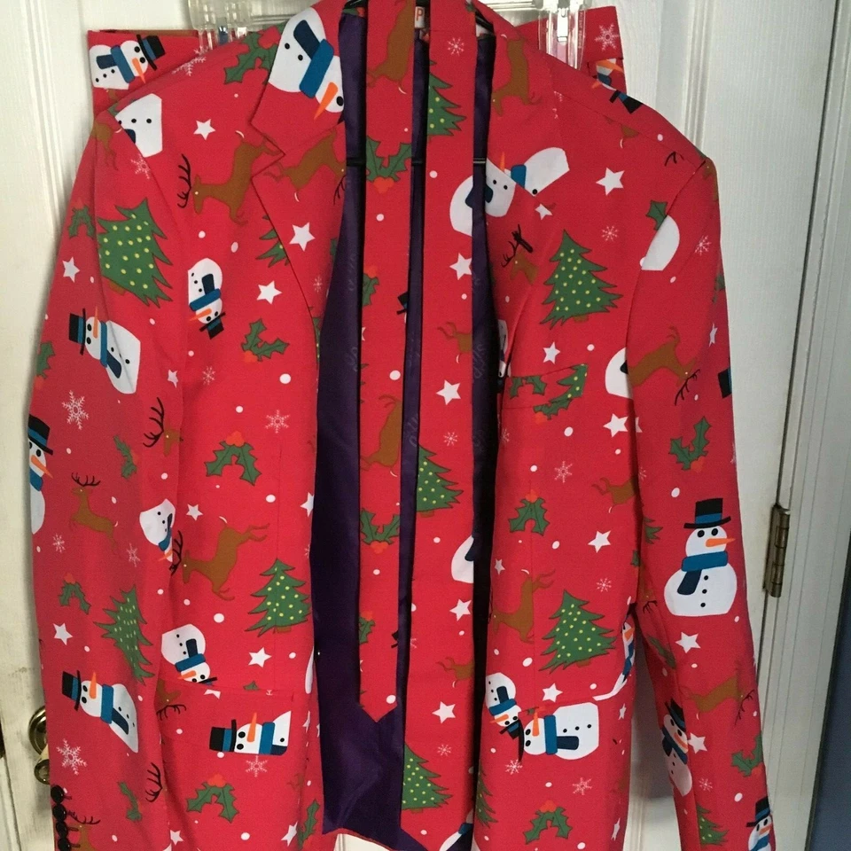 OPPOSUITS Hombre Talla 40 Rojo Christmaster Muñeco de Nieve Novedad Traje y Corbata Vacaciones Foto 2 de 4
