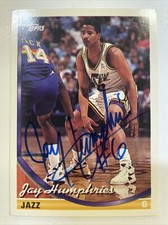 1993-94 Topps Jay Humphries Autographed Card #122 Utah Jazz A-387