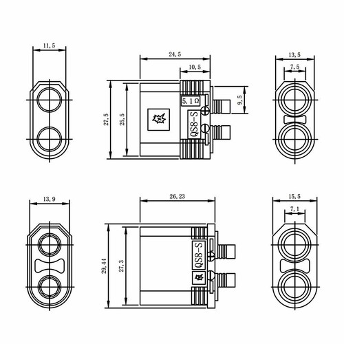 450V 120A QS8 Male+Female Plug Anti-Spark Connector for RC Model Lipo Battery - Picture 6 of 11