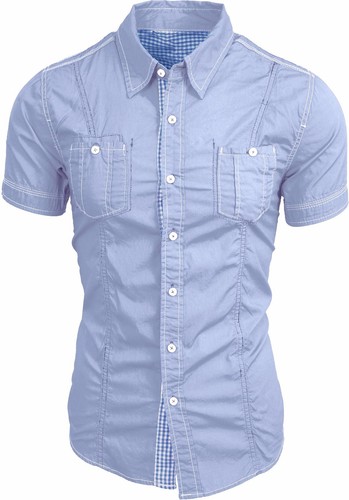 Herren FREIZEIT SHIRTS MIT KNOPF NACH UNTEN Kleid T-Shirt kurzärmelig schmale Passform Sommer gewebt - Bild 58 von 62