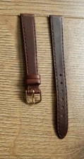 12mm PRESTIGE CALF LEATHER BROWN APOLLO WATCH STRAP NUBUCK LINED GOLD BUCKLE NOS