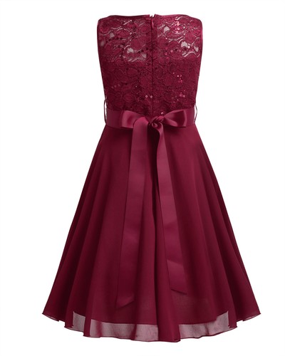 Girls Princess Flower Dress Kids Wedding Bridesmaid Maxi Formal Party Prom Gown - Picture 35 of 51