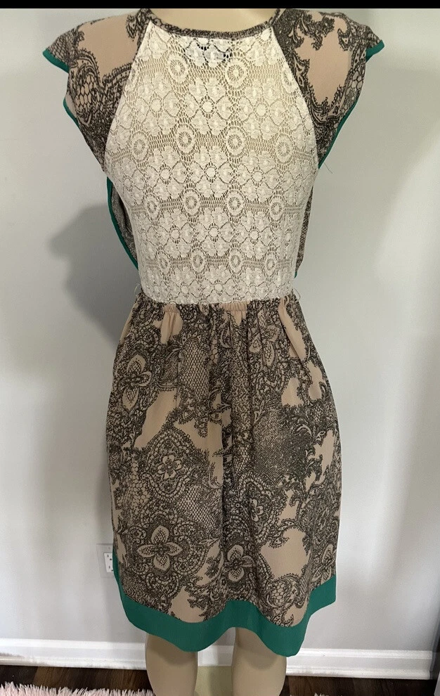 VETEMENTS Abito Taglia S Donna Beige Verde Geometrico Argyle