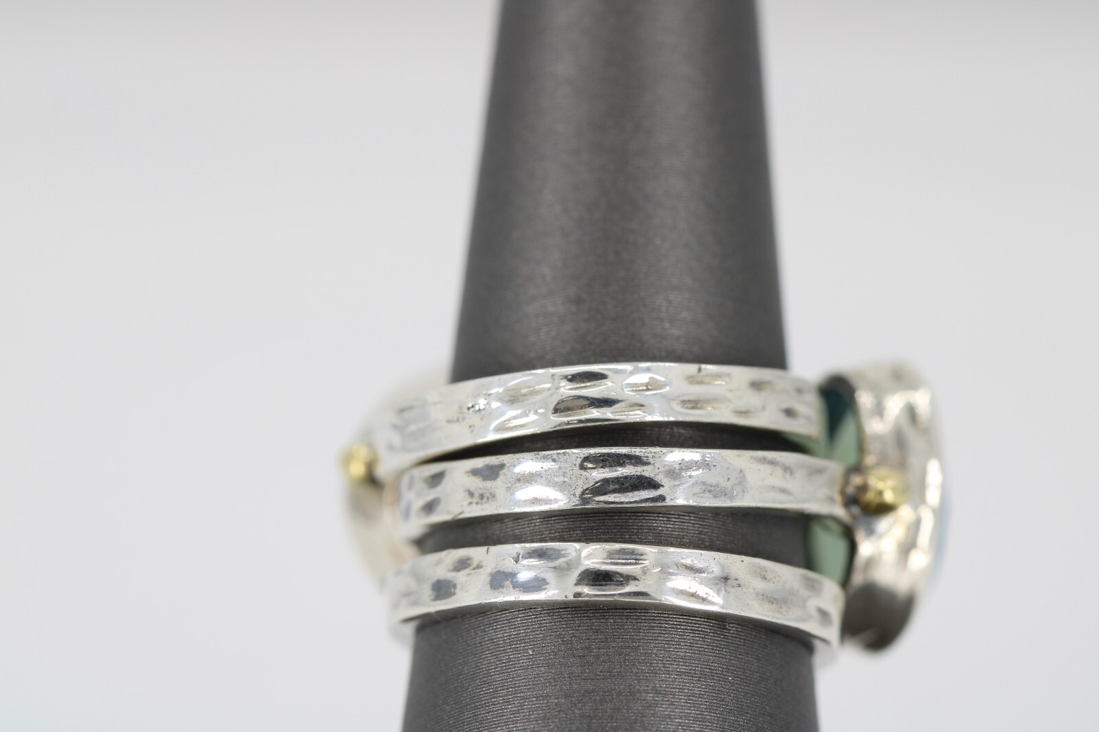 Triple Stack Sterling Silver & 14k Multi Stone Ri… - image 8