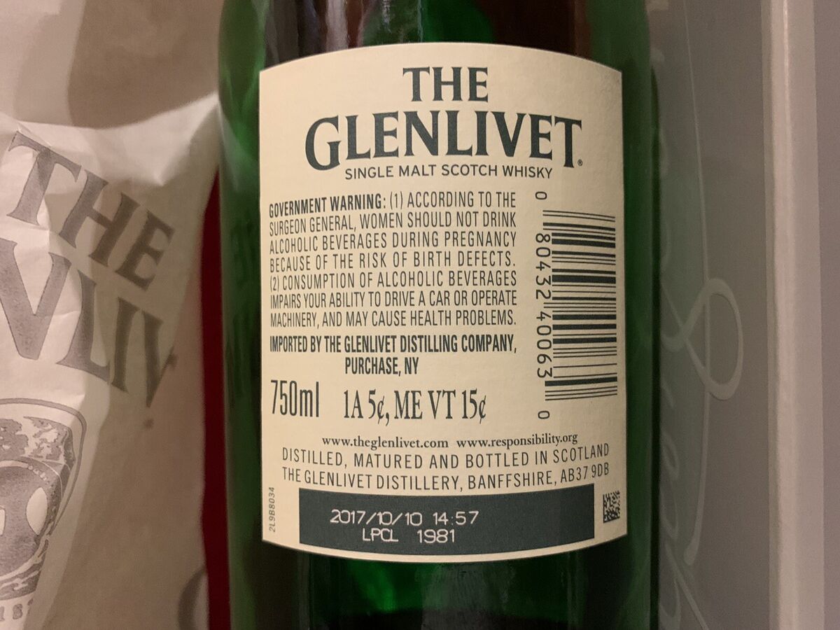 Glenlivet 12 Year Single Malt Scotch Whisky- Empty Bottle Glenlivet 12 Year Single Malt Scotch Whisky- Empty Bottle