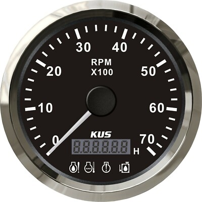 KUS Instrument Drehzahlmesser für Aussenborder, schwarz, bis 7000 U/Min KUS1017