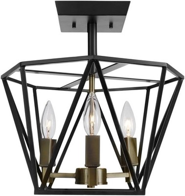 GLOBE Electric 65979 Sansa 3-Light Semi-Flush Mount Ceiling Light, Dark Bronze F