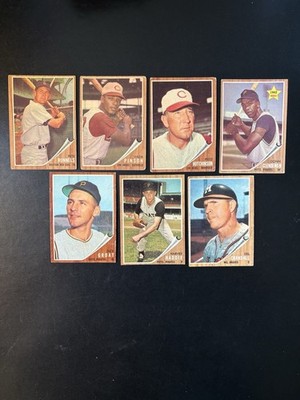1962 Topps Baseball Lot 7 Dif. ALL STARS ~VG+ Runnels Groat Haddix Hutchinson