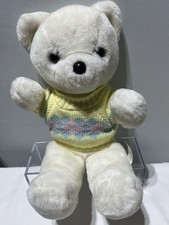 Eden White Bear Plush W Argyle Sweater Blue Pink Yellow 14 Vintage Korea