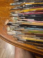 Lot of 73 Used Art Paint Brushes of Various Types and Makers, Grumbacker and mor