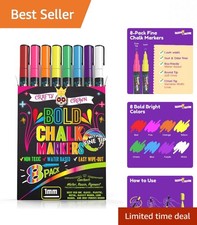 8 Pack Bold Chalk Markers for Glass, Chalkboards  More - Creative Fun Awaits