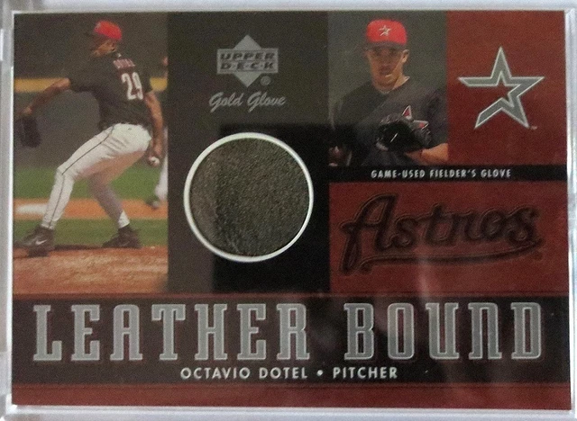 2001 UPPER DECK GOLD GLOVE OCTAVIO DOTEL GAME USED GLOVE LEATHER BOUND ASTROS SP