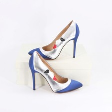 CHARLOTTE OLYMPIA Luna Moon- Face Blue Satin Pumps Women High Heels (FPP010259)