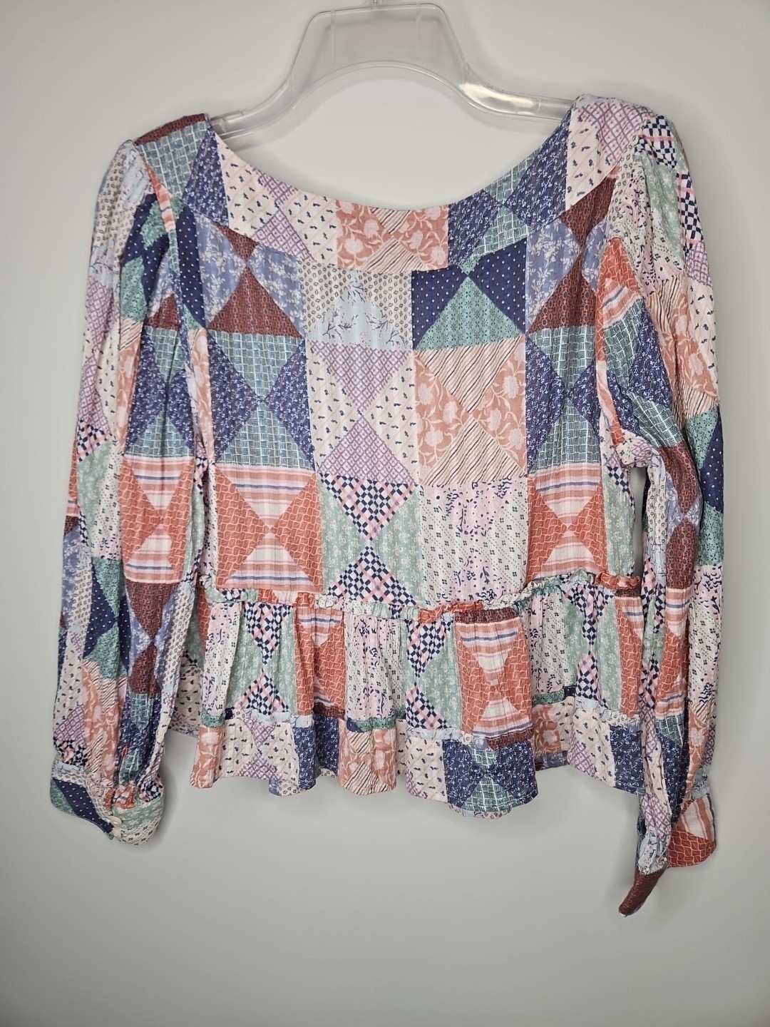 American Eagle Blouse M Pink Patchwork Babydoll C… - image 7