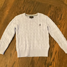 Polo Ralph Lauren boys Cable-Knit Crew Neck Pullover Sweater Blue Size 6