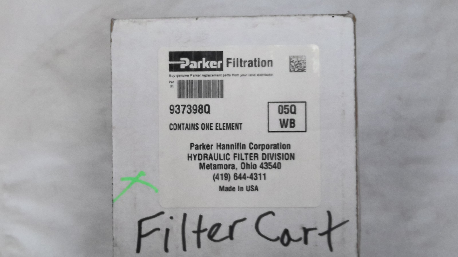 Parker Filtration Hydraulic Filter Cartridge-937398Q