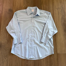 Brooks Brothers Madison Fit 18-34 Blue Long Sleeve Non-Iron Stretch Supima Cotto