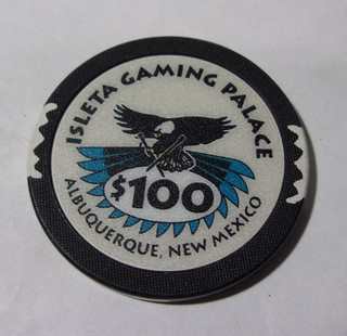 ISLETA GAMING PALACE CASINO RESORT $100 gaming poker chip Albuquerque NM